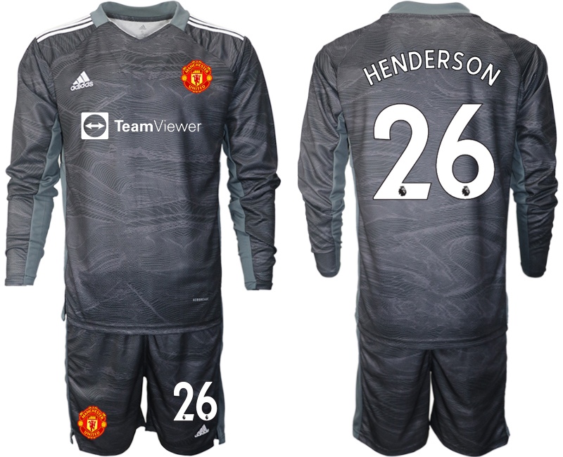 Men 2021-2022 Club Manchester United black goalkeeper Long Sleeve #26 Soccer Jersey